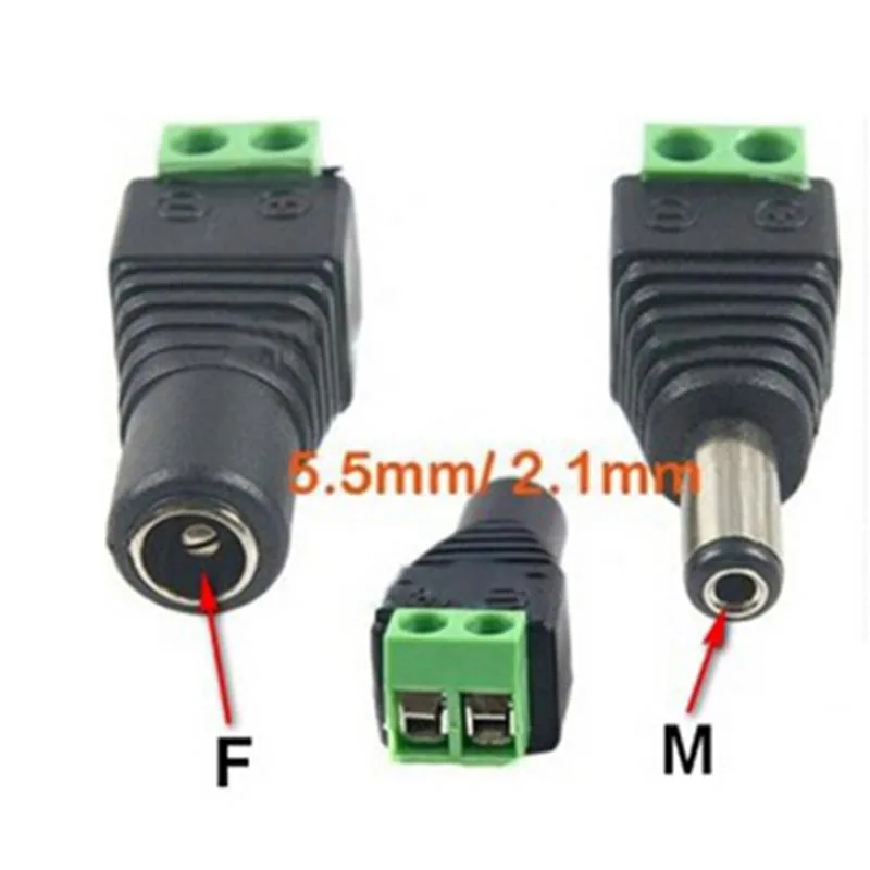 Female DC Power Socket Jack Plug Connector Cable 12V 5 pairs 5.5x2.1mm Male 