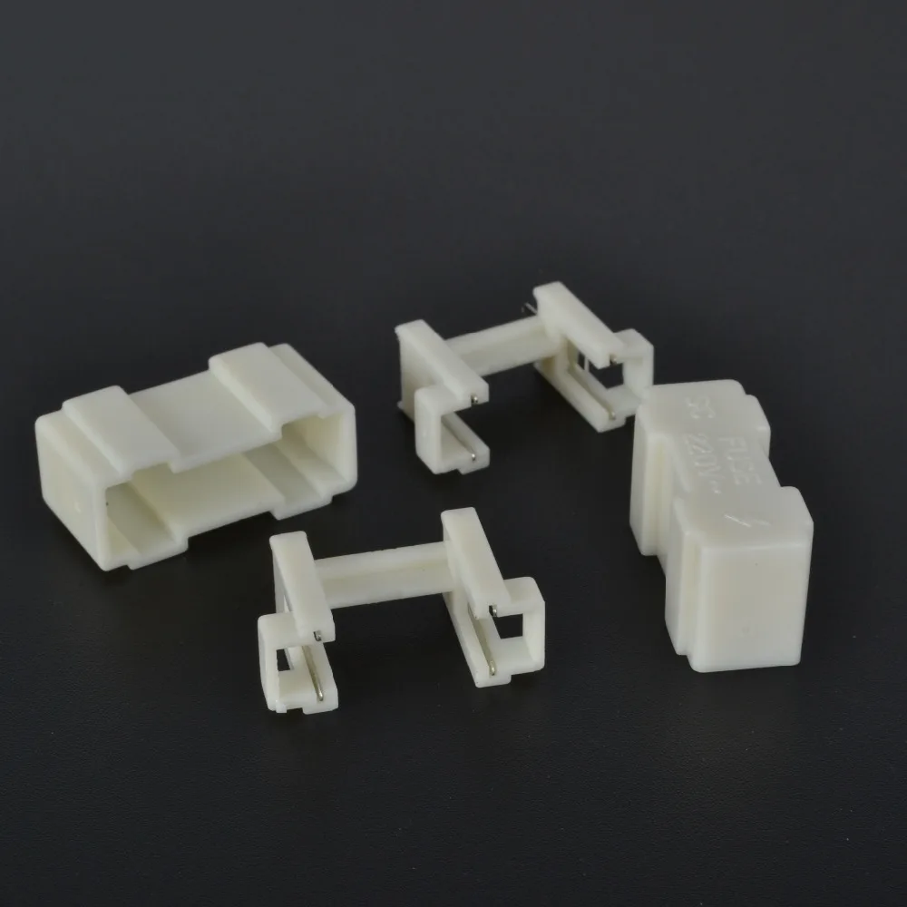 

5set 5*20mm M205 soldering fuse holder 15MM fuse box wire-plate white lid soldering pin pitch