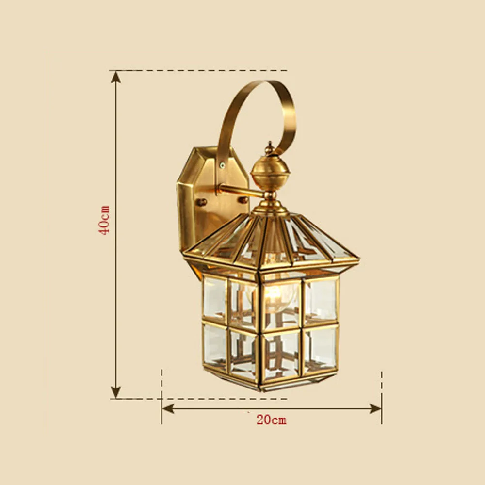 Классический рисунок домика, Винтаж Уличный настенный светильник 110V~ 220V все Медь Стекло настенный светильник E27 Гостиная коридор светодиодный настенный светильник