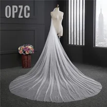 Настоящая фотография один Yayer цвета слоновой кости подвенечное Фата, свадьба Свадебные Длинные 3 м свадебные аксессуары, фата свадебная фата veu renda с расческой