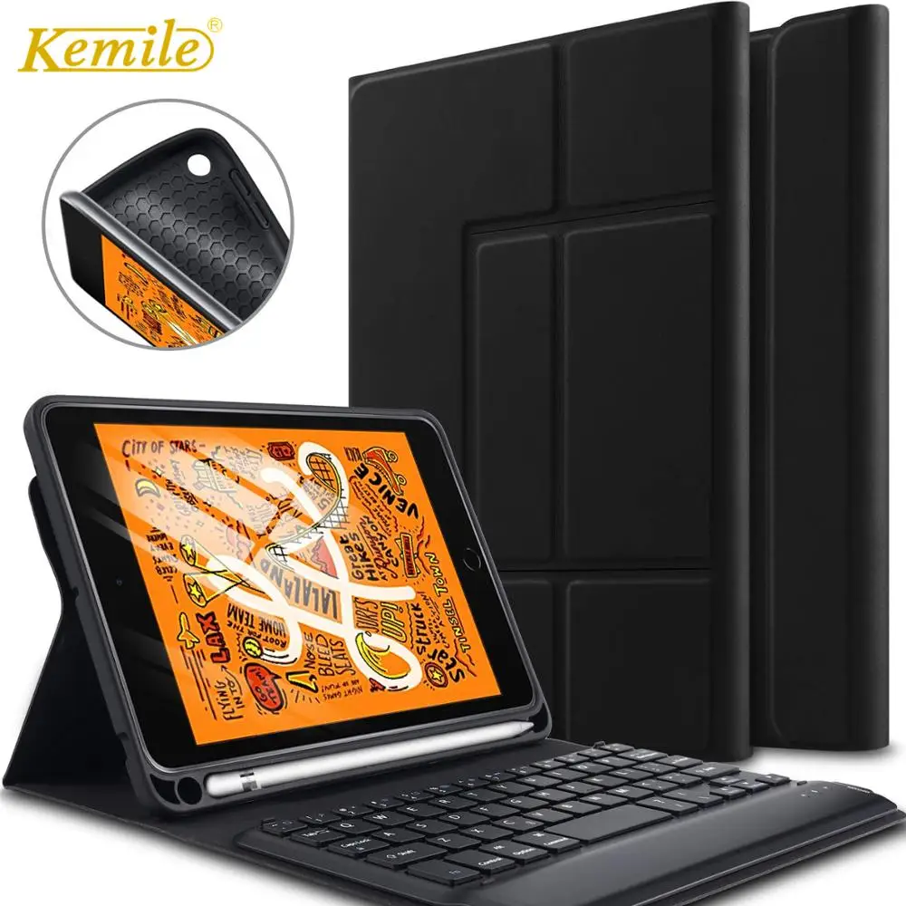 for iPad 7th generation 10.2 Case Keyboard Stand Cover W Pencil holder