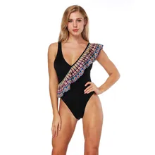 Г. пикантные Одна деталь купальник Для женщин пуш-ап купальники Flouncing боди-Бич ванный комплект Монокини Maillot De Bain купальник