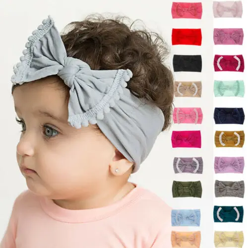 Toddler Girls Baby Big Bow Hairband Headband Stretch Turban Knot Head Wraps hot