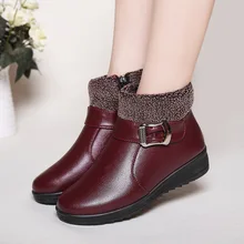 Mulheres Botas de Inverno Quente Botas de Moda Feminina Mulheres Sapatos Ankle Boot de Couro Para As Mulheres Botas Mujer Palmilha De Pelúcia Sapatos de Neve