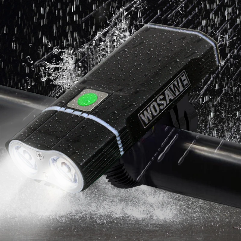 

WOSAWE 2400 Lumens Bicycle Light with 18650 Built-in Batteries USB Rechargeable Bike Light 2-XML LED lamp Flashlight 5 modes