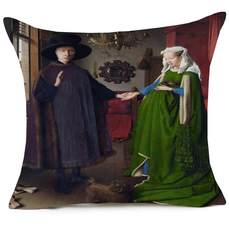 Европейский Винтажный Чехол на подушку с изображением портретов, с жемчужной серьгой, Beethoven, Наволочка на диванную подушку, чехол - Цвет: K