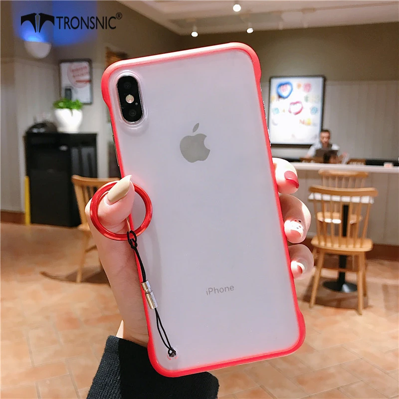 

TRONSNIC Ultra Thin Frameless Matte Phone Case for iPhone X XS MAX XR Ring Luxury Slim Hard Case for iPhone 6 6s 7 8 Plus Covers