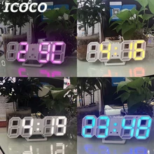 ICOCO 3D настольные часы светодиод цифровой номер дизайн показать сигналы тревоги Температура Дата обратный отсчет настенные часы для гостиной спальни