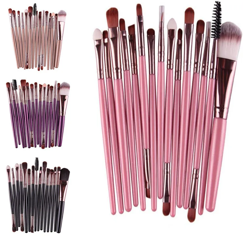 

2019 Women's 15 pcs/Sets Eye Shadow Foundation Eyebrow Lip Brush Makeup Brushes Tool Makeup Brushes Sets Kits G326