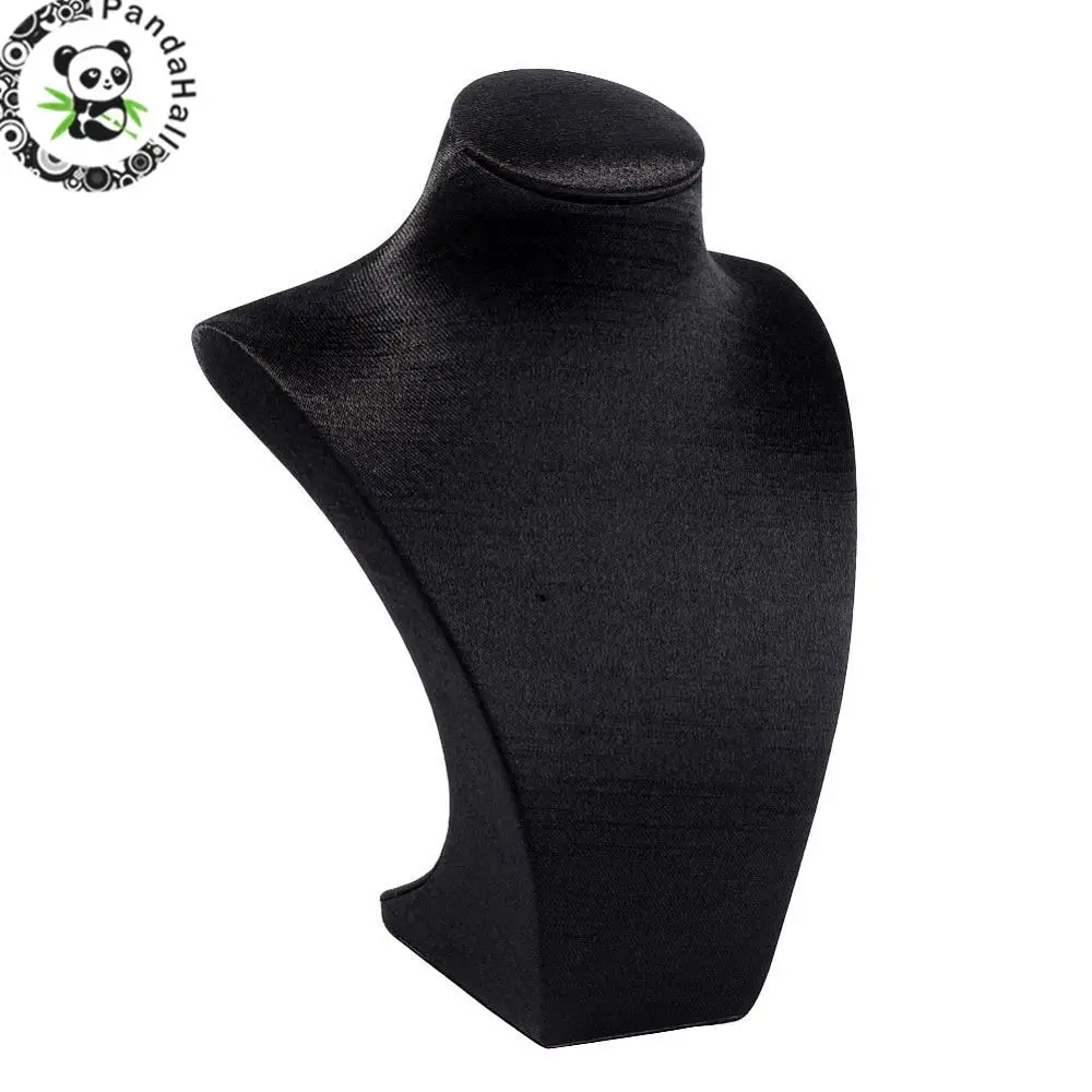 

Wood Covered with Cloth Necklace Displays, Black, 16x11.2x6.1cm