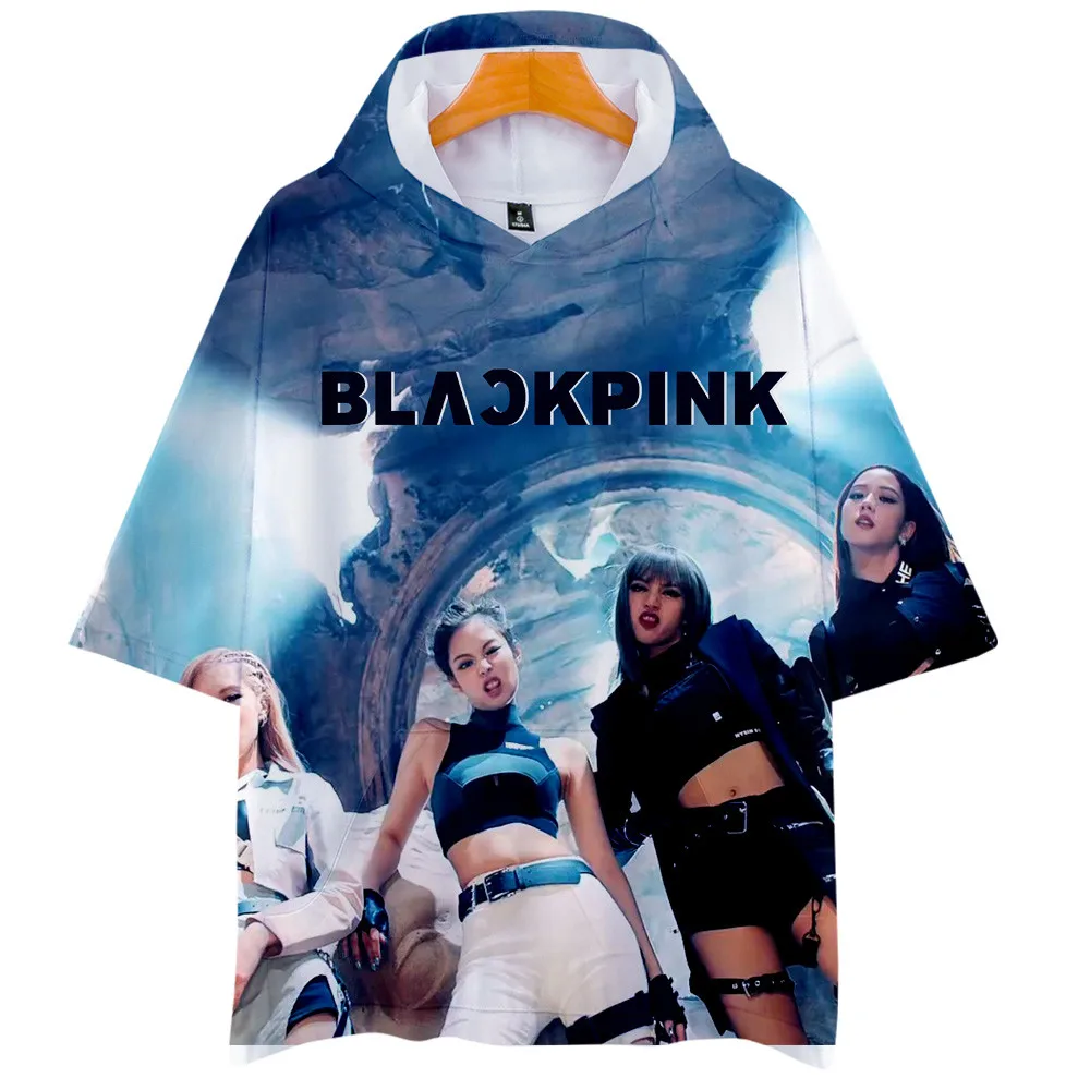 

Female Idol Group Blackpink printed hooded t shirt harajuku short sleeve tshirt t-shirt tops kpop Tee shirt pullover sweatshirt