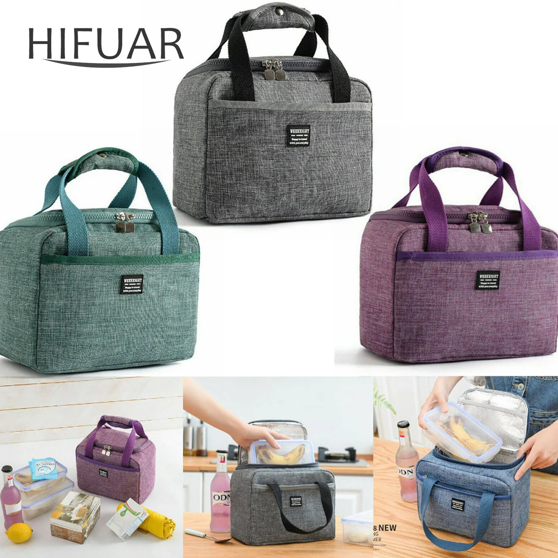 Portable Lunch Bag New Thermal Insulated Lunch Box Tote Cooler Handbag Bento Pouch Dinner Container School Food Storage Bags