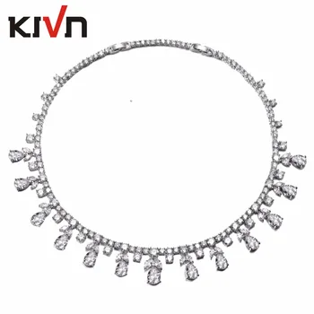 شراءKIVN مجوهرات الأزرق مكعب زركونيا الفاخرة إمرأة الفتيات وصيفات الشرف الزفاف القلائد هدايا عيد الميلاد 10 قطعة الكثير بالجملة