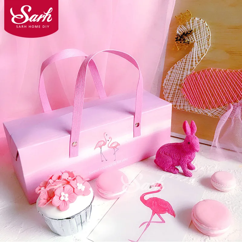 

5Pcs/pack Pink Flamingos Hand Boxes Candy Boxes Macaroon Cake Boxes Biscuits Boxes for Baking Decoration Package