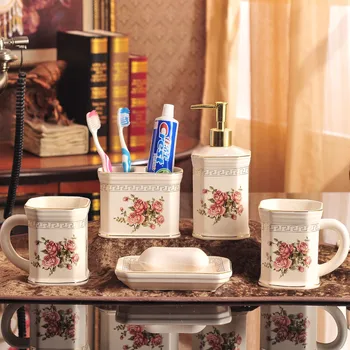 

Bathroom wash kits, wedding gifts, European luxury ceramic bathroom five sets of lovers brush cup