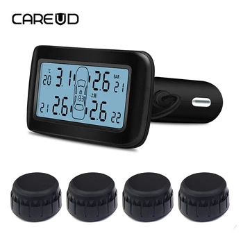 

CAREUD D30 TPMS Car electronics Wireless Tire Pressure Monitoring System with External Replaceable Battery Sensors LCD Display