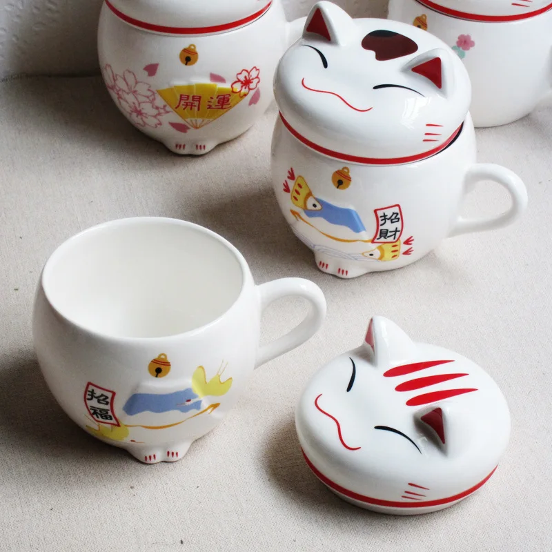 Lucky cats животные керамические кофейные чашки чая, прекрасный Maneki Neko чашки, креативный подарок чашка для воды