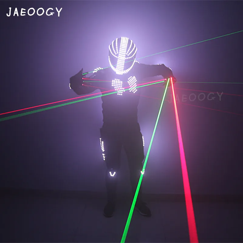 

Large stage LED luminous performance costume bar night singer DJ performance fluorescent helmet laser gloves Halloween props