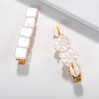 

Shell Flower Hair Clip Elegant Korean Women Barrette Stick Hairpin Hair Styling Retro Girl Wedding Engagement Accessories