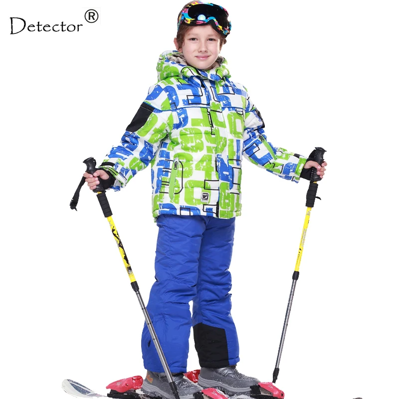 comprar O ENVIO GRATUITO de esqui jaqueta + calça terno da neve forro de pele 20 GRAUS de esqui terno crianças conjunto de roupas de inverno para meninos