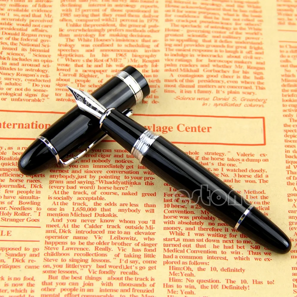 Новая Черно-серебряная перьевая ручка Jinhao 159 Толстая | Канцтовары для офиса и дома