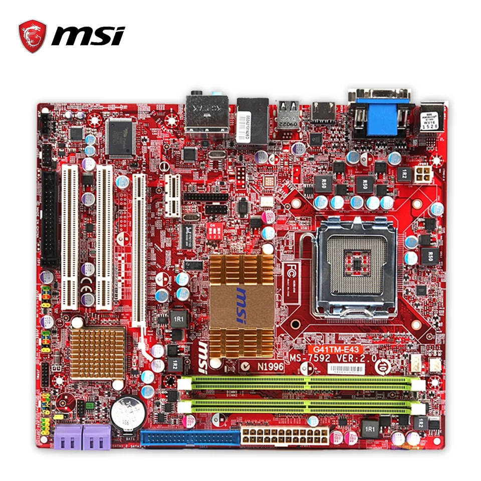 MSI G41TM-E43 Original Used Desktop Motherboard G41 Socket LGA 775 DDR2 8G SATA2 USB2.0 Micro-ATX original msi g41m4 l desktop motherboard g41 socket lga 775 ddr2 8g sata2 usb2 0 micro atx 100% fully test