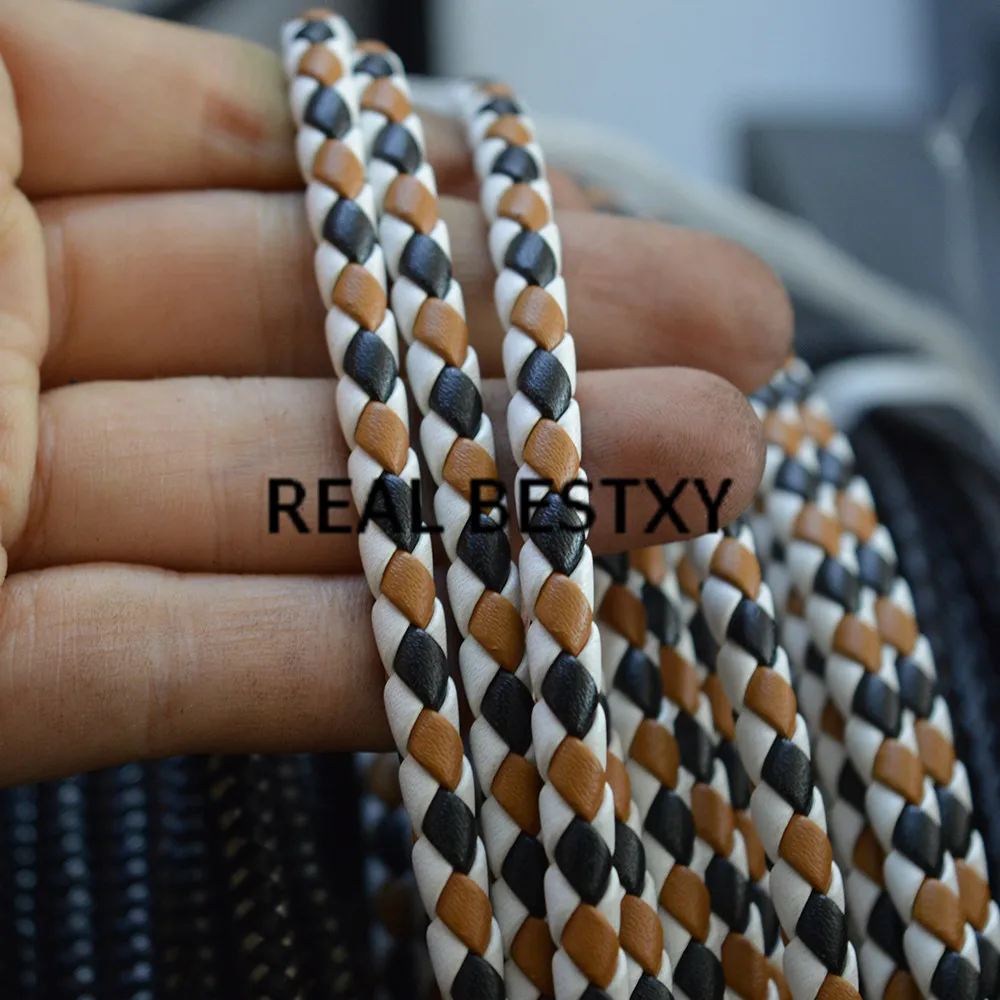 2//5M 5mm Natural Round Real Genuine Leather Cord String Lace Tong Jewelry Making