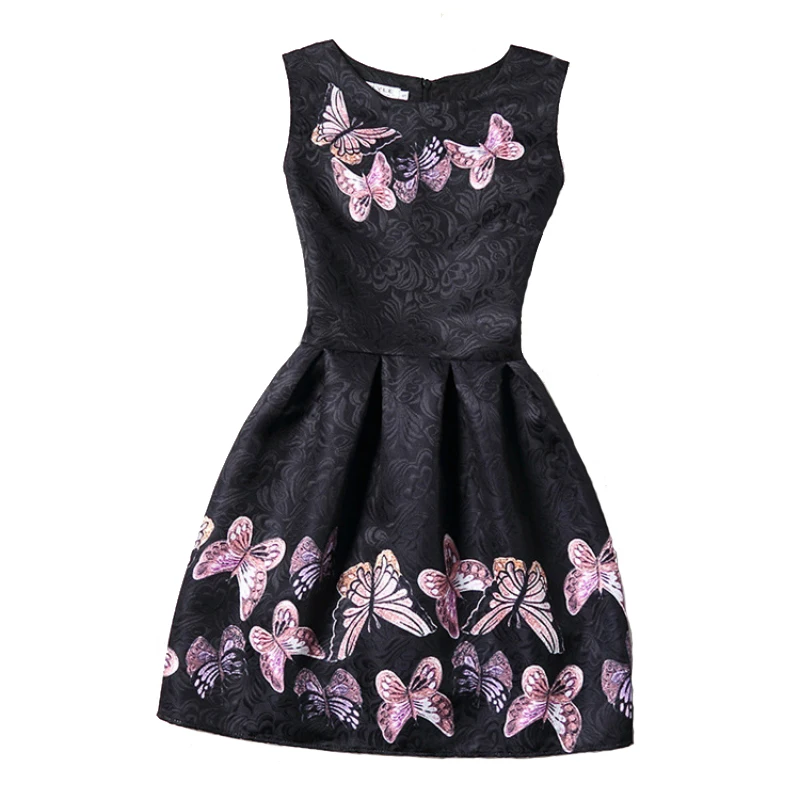 

Sleeveless Girls Dresses Butterfly Floral Print Teenagers Dress for Girls Clothes Formal Princess Party Dress Baby Kids Vestido
