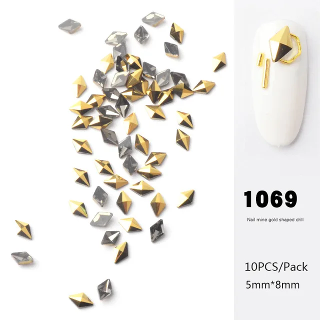 Капли воды камешки для дизайна ногтей страз Минеральное Золото Стекло Стразы 3D кристалл с плоской задней гранью камни для дизайн ногтей Decorations10 шт. 030 - Цвет: 12