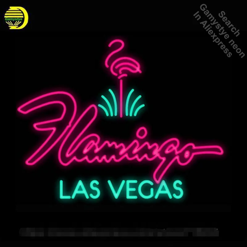 

Flamingo Hotel Las Vegas Neon Sign light Car Neon Bulbs signage Vintage neon signs Business Real Glass Tube Board Bar Sign 24x20