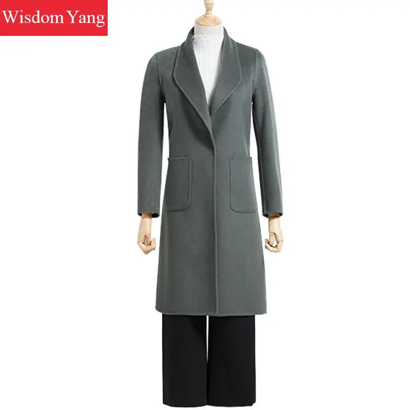 

Elegant Gray Camel Sheep Wool Women Coats Winter 2018 Female Overcoat Solid Loose Woolen Long Woman Casual Coat Ladies Outerwear
