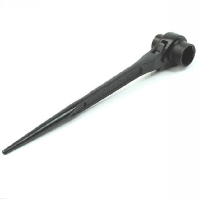 Scaffold Podger Ratchet Wrench Spanner & Double Socket Tool 19mm/22mm Black