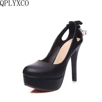 

QPLYXCO Sweet Sexy Big Size 34-43 Shoes Woman High Heels Shoes Platform Wedding party women Shoes pumps zapatos mujer X750-8