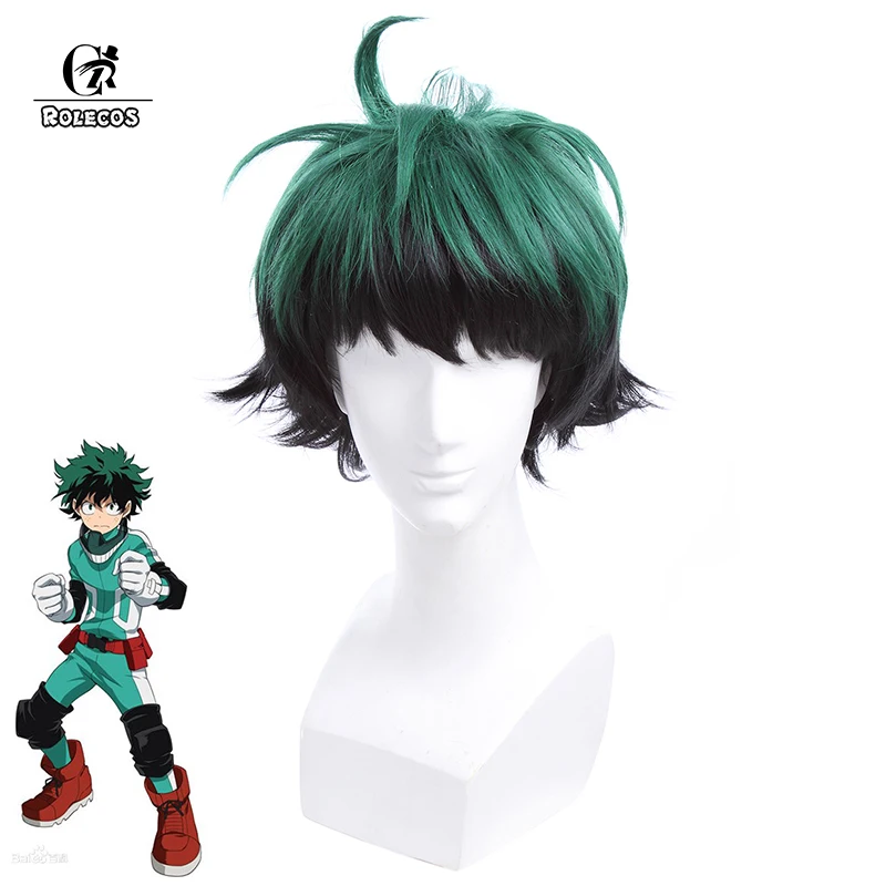 Головной убор для косплея мидория ROLECOS Izuku головной MHA 2 зеленые короткие