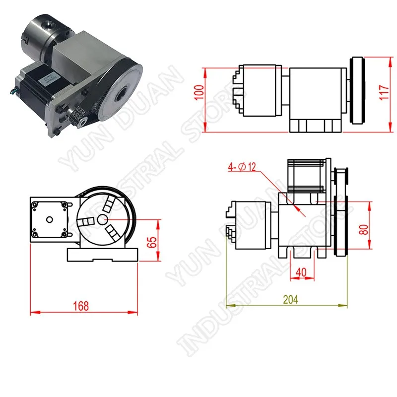 4 оси вращения оси поворотный драйвер 4 Челюсти 80 мм K12-80 патрон и Nema23 шаговый двигатель задний запас комплект для дерева фрезерный станок с ЧПУ