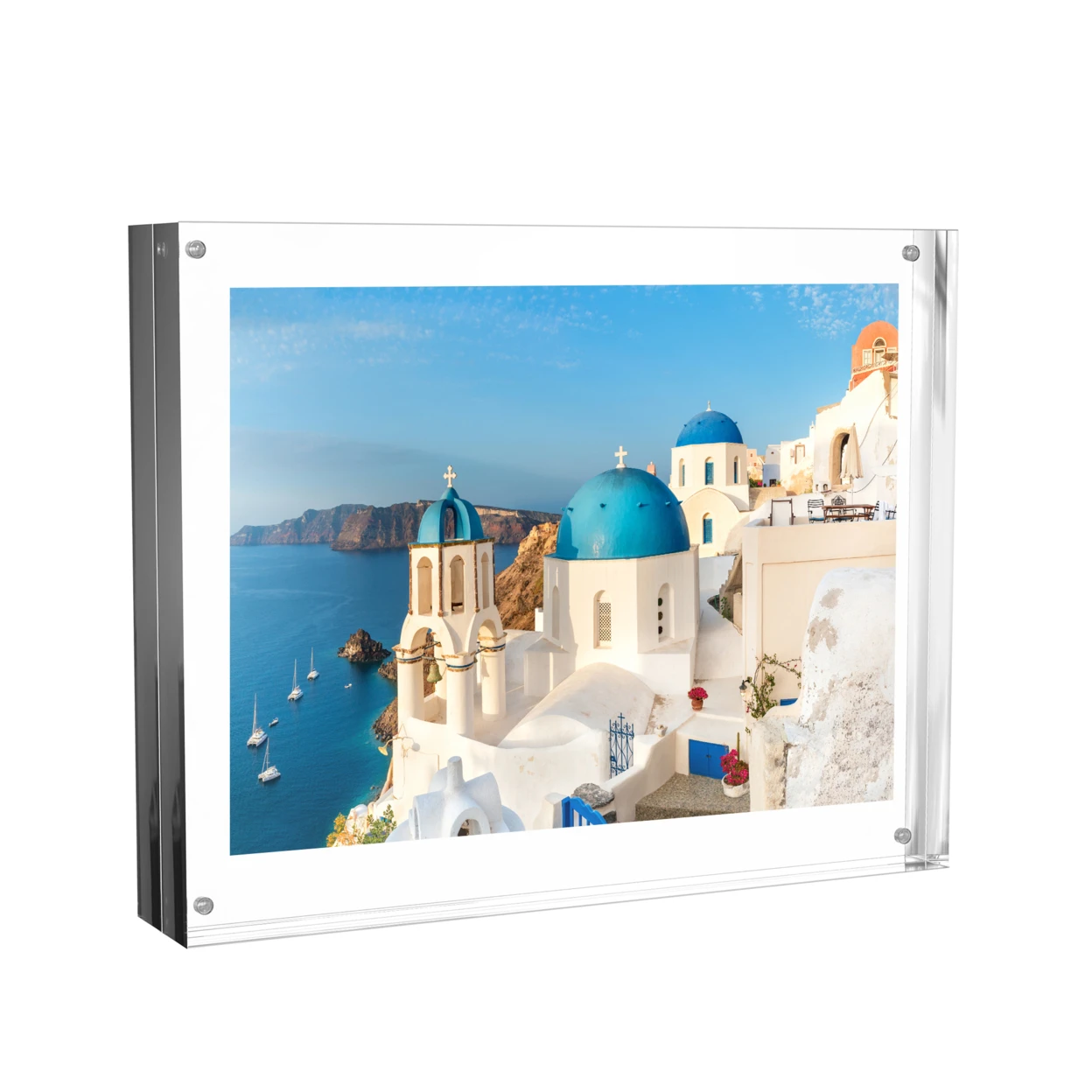 Acrylic Frame Block Style Freestanding Magnetic Closure 8 x 10 Double Sided