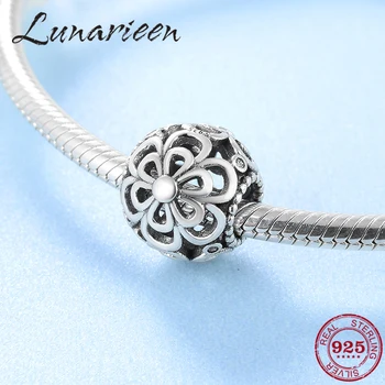

wholesale New 925 Sterling Silver Fashion openwork flower accessories beads Fit Original European Charm Bracelet Jewelry making