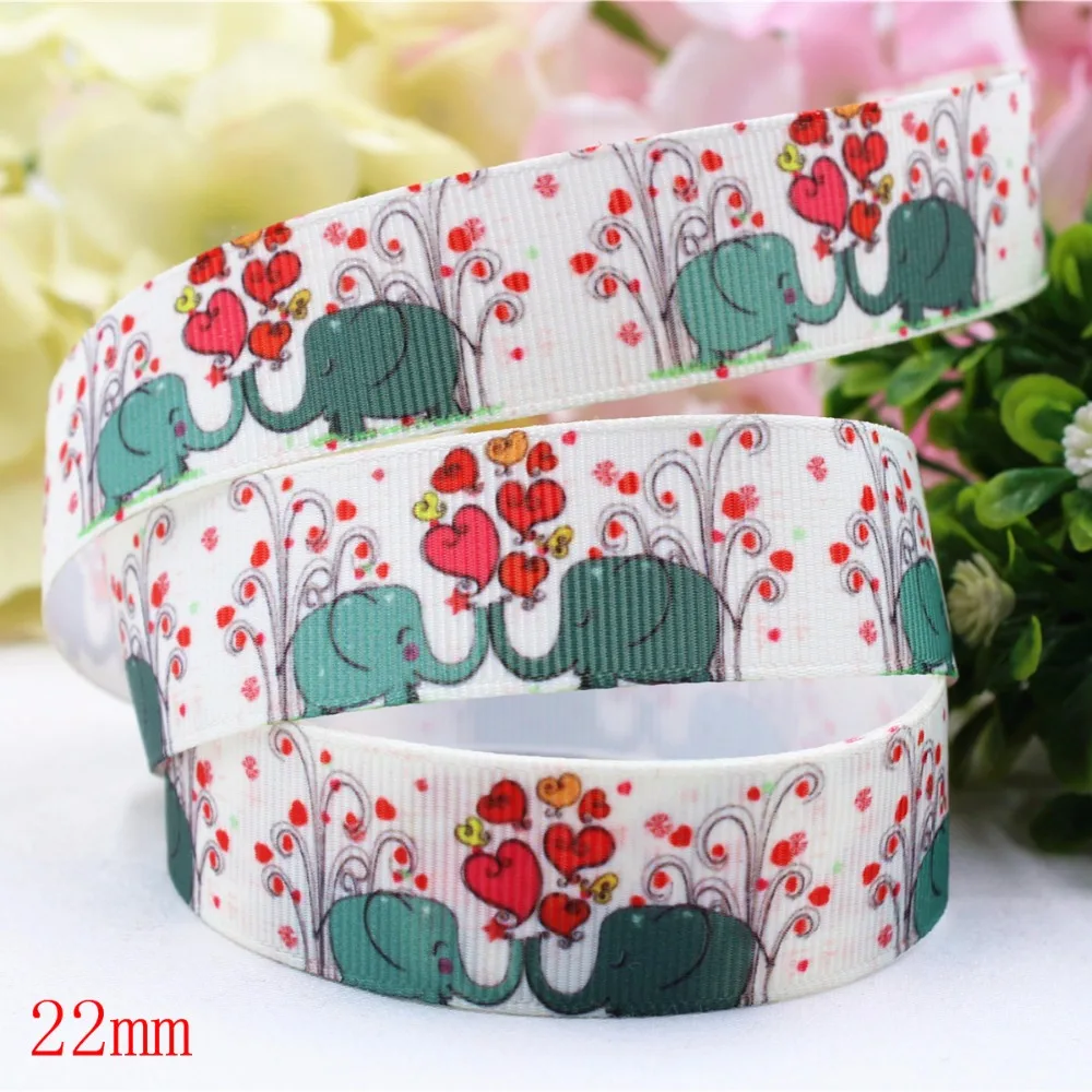 165322 (7/8&quot)22mm 10yard/lot Aimal Elephant Ribbons Thermal transfer Printed grosgrain Wedding Accessories DIY handmade material | Дом и