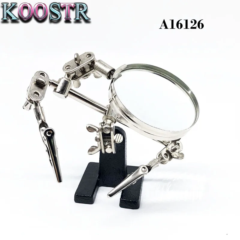 

Hot Helping Third Hand Tool Soldering Stand with 8X Magnifying Glass 360 Degree Rotating Adjustable 2 Alligator Clips Magnifiers