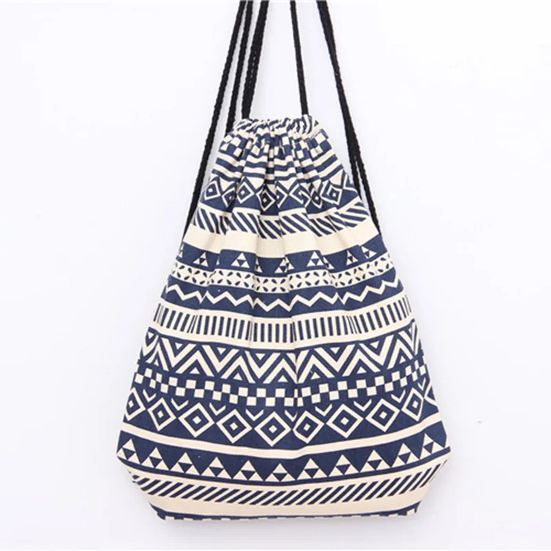 MyVision двухслойная льняная Хлопковая Сумка-тоут, женские сумки для покупок, Большая вместительная Женская холщовая пляжная сумка, Повседневная Сумка-тоут - Цвет: Folk-custom Blue