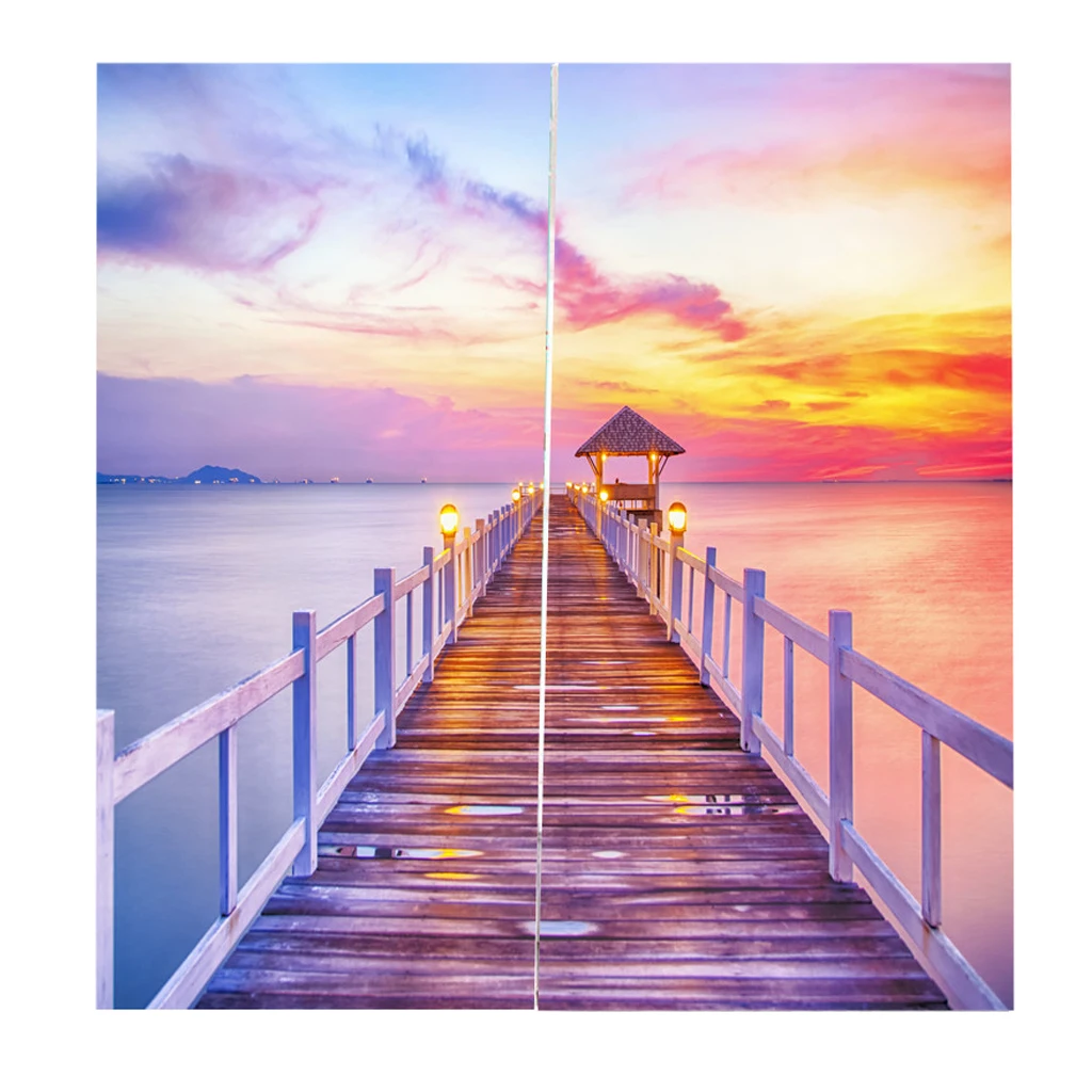 1 Pair 3D Digital Photo Print Sea Style Curtains Blackout Window Drapes Home Window Room Decor, 2 Panels/ Set, 59x65inches