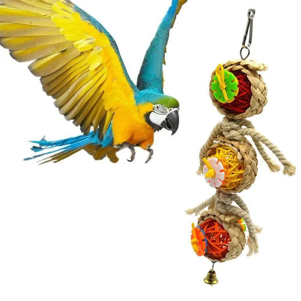 AsyPets Bird Parrot Toys Swing Balls Hanging Pet Bird Bites Climb Chew