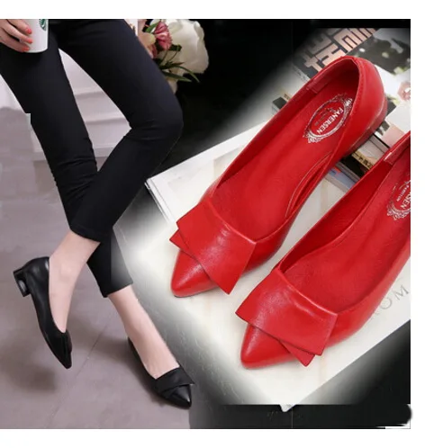 Spring Autumn Fashion bow pointed toe ballet flat shoes women flats shoes woman