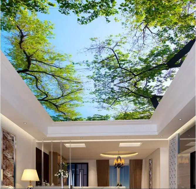 

3d wallpaper custom mural non-woven 3d room wallpaper Green trees and blue sky ceiling murals photo 3d wall mural wallpaper