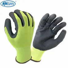 NMSafety Горячая полиэстер черный PU Латекс рабочие защитные перчатки механические рабочие перчатки для мужчин