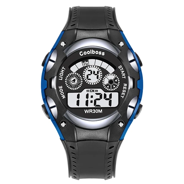 Модные спортивные часы детские часы для мальчиков студентов электронные светодиодные цифровые наручные часы детские часы цветные светящиеся часы - Цвет: blue