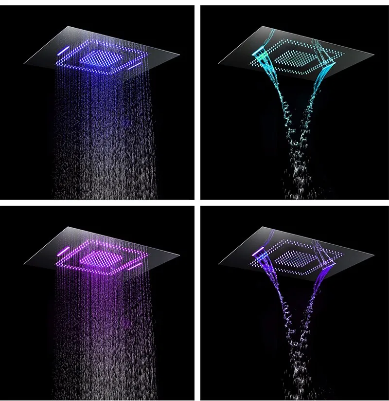 Головки для душа Светодиодное освещение Управление Насадки для душа 600*800 мм лейка душа вешанная на потолке водопад массаж цветные лейки для душа