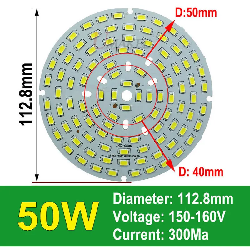 Высокий люмен 70 Вт 112,8 мм 7700lm SMD СВЕТОДИОДНЫЙ PCB светильник ing источник, светодиодный светильник High Bay, Светодиодный промышленный светильник, лампа, алюминиевая доска - Испускаемый цвет: 50W 113mm
