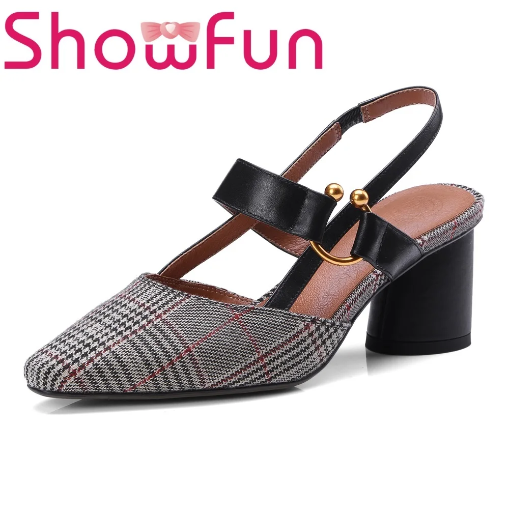 Showfun натуральная кожа в деловом стиле для зрелых женщин клеточку пряжкой и