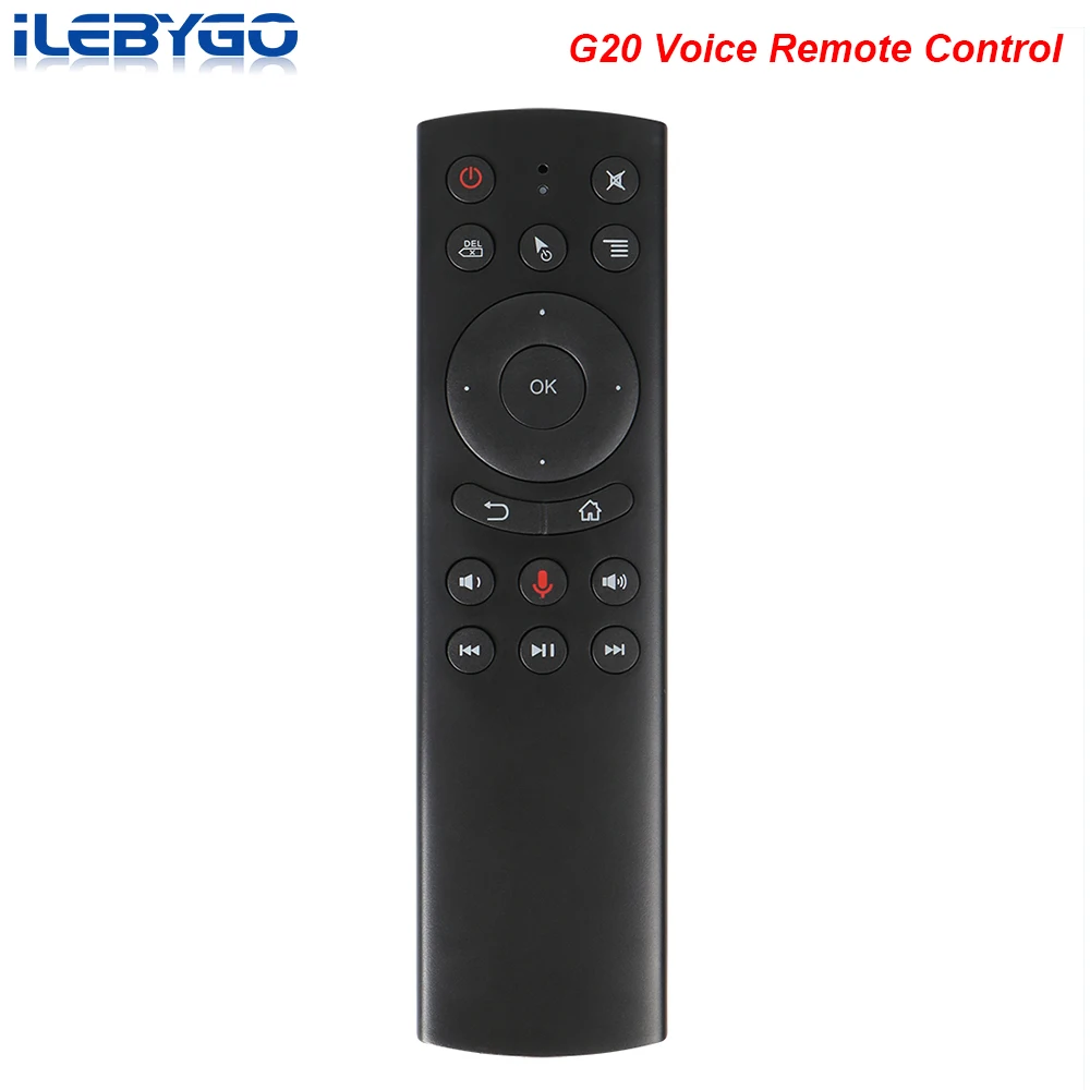 

Ilebygo G20 Voice Remote Control 2.4G Wireless Mini Kyeboard Air Mouse Microphone for Android TV Box 8.1 T9 H96 MAX x96mini PC